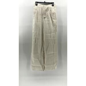 ZARA Women's White Linen Straight-Leg Relaxed-Fit Casual Pants SZ M